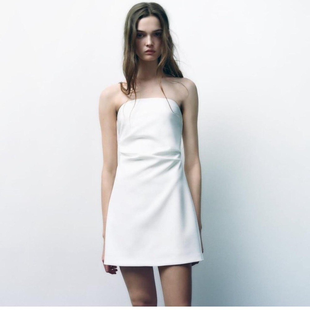 Zara White Strapless Mini Dress